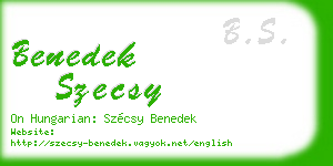 benedek szecsy business card